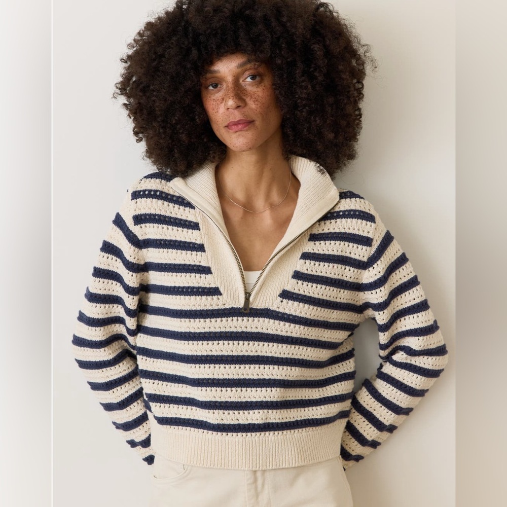 NWT Marine Layer Open Stitch Quarter Zip Sweater XS